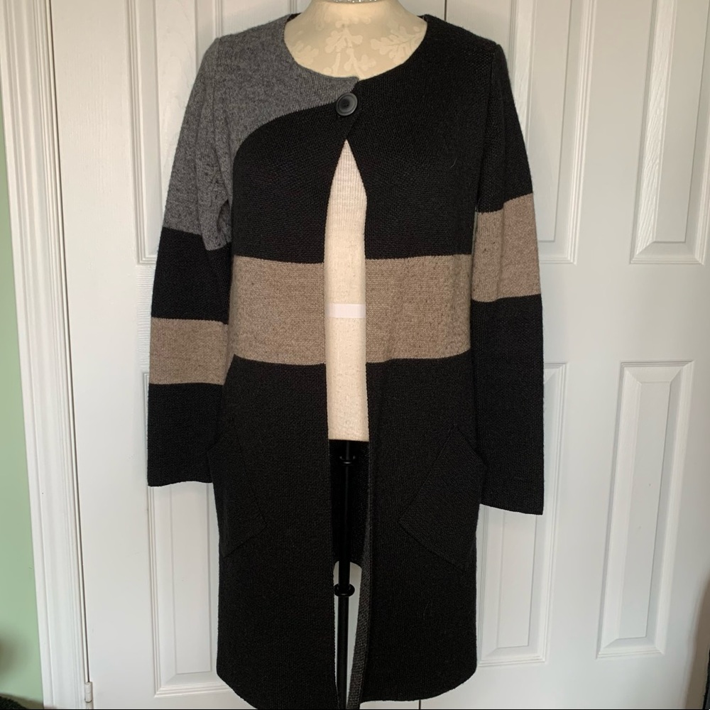 Colour Block Italian Merino Wool Cardigan